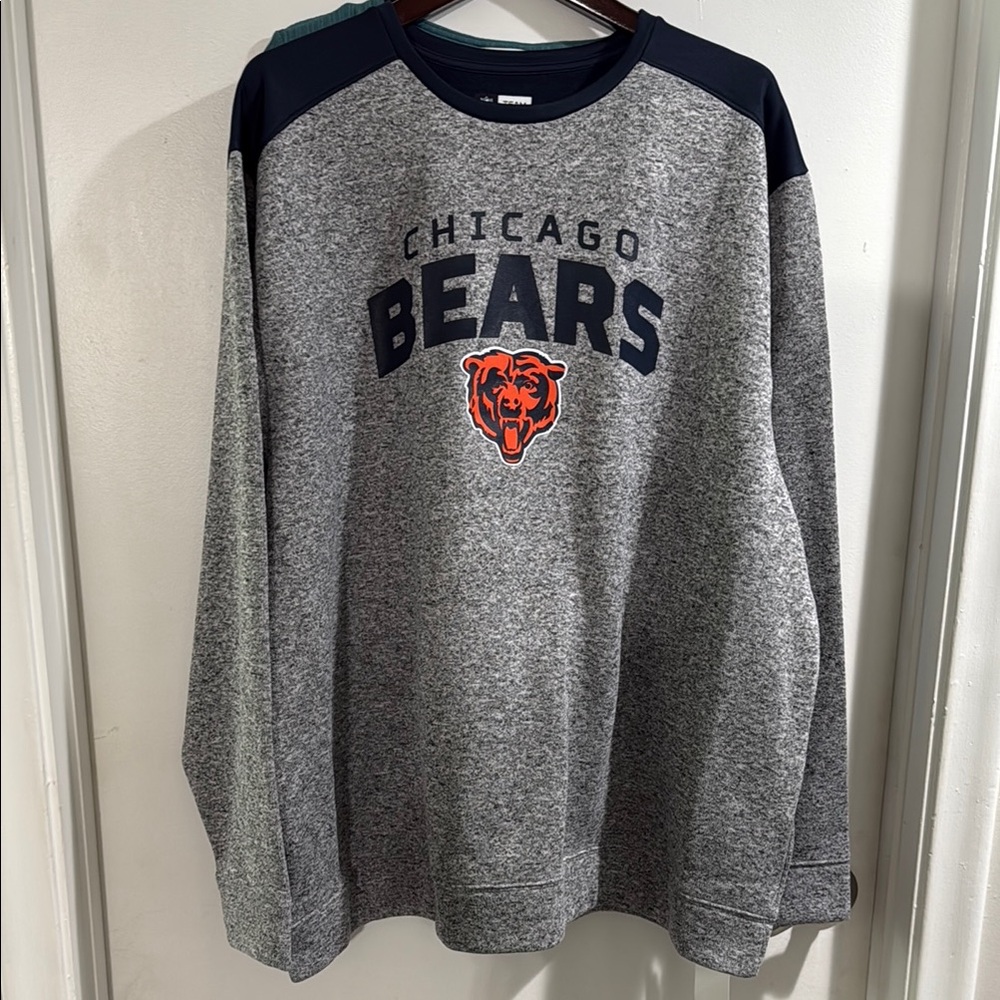 Fanatics Chicago Bears Gray and Navy Crewneck Sweater